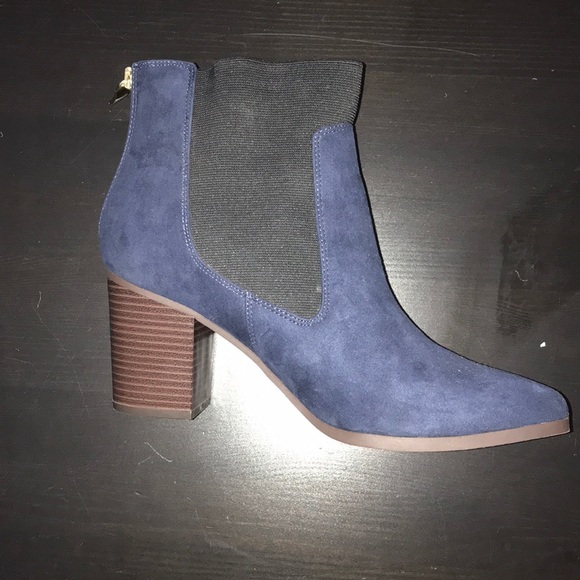 Fioni Blue & Black Short Heeled Boots - Picture 3 of 7